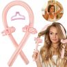 Wałek do kręcenia włosów + 2 x gumki typu scrunchies + spinka różowy - 2