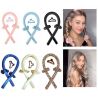 Wałek do kręcenia włosów + 2 x gumki typu scrunchies + spinka różowy - 5
