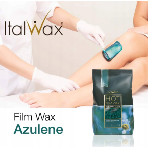 Zestaw do depilacji ItalWax wosk twardy 500g Azulen azulenowy + płyny + szpatułki + talk