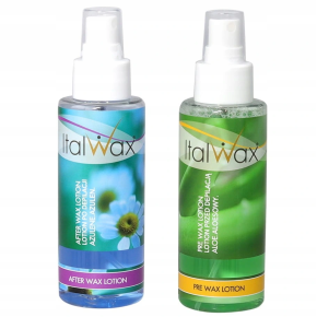 Zestaw do depilacji ItalWax wosk twardy 500g Azulen azulenowy + płyny + szpatułki + talk