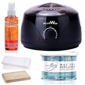 Zestaw do depilacji paskowej ItalWax podgrzewacz 100W + wosk w puszce 400ml Flex Aquamarine morski + dodatki