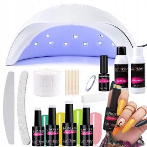 Zestaw do hybrydy La’kier + lampa UV/LED + preparaty + akcesoria + 4 lakiery (kolory do wyboru)