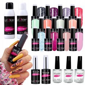 Zestaw do manicure hybrydowego La'kier 15+5 lakiery + preparaty