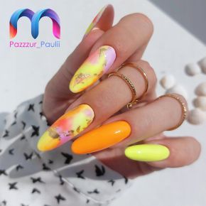 Zestaw do pastel ombre 3x lakier hybrydowy MaluLac + pędzelek + gąbeczka