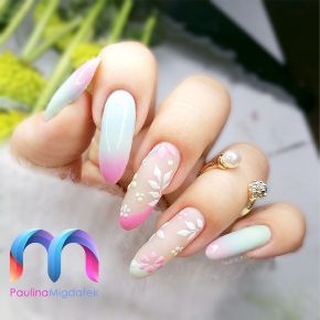 Zestaw do pastel ombre 3x lakier hybrydowy MaluLac + pędzelek + gąbeczka