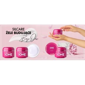 Zestaw do paznokci żelowych budujący 1x żel Silcare Base One 30g (kolor do wyboru) + pędzelek do żelu nr 4 + szablony