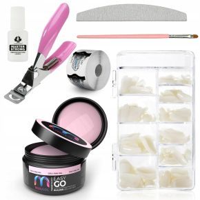 Zestaw do przedłużania paznokci Malulac EasyGo Girly Pink 45g + akcesoria