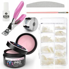 Zestaw do przedłużania paznokci Malulac PRO Simple Shape Sparkly Pink 45g + akcesoria