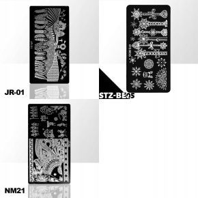 Zestaw do stampingu - 2x lakier Molly Lac (kolor do wyboru) + 1x zestaw stempelek i blaszka + 4x blaszka (wzór do wyboru) + klipsy ochronne