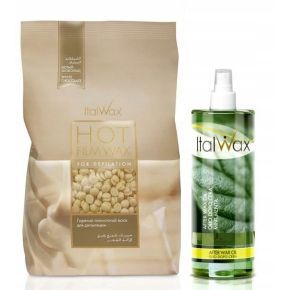 Zestaw Italwax do depilacji bezpaskowej wosk White Chocolate 1kg + olejek po depilacji 100ml