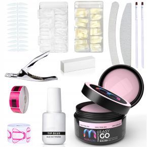 Zestaw MaluLac do przedłużania paznokci Girly Pink 45g + tipsy + akcesoria