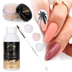 Zestaw Molly Lac do akrylu 1x puder akrylowy 30g + liquid 100ml + pędzelek