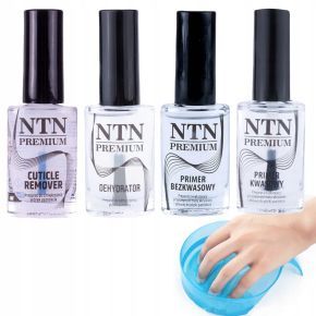 Zestaw niezbędnych preparatów do stylizacji paznokci NTN Premium + miseczka do manicure