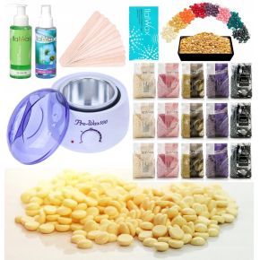 Zestaw SALON ECO do depilacji woskiem bezpaskowym twardym 15x wosk ItalWax podgrzewacz żel lotion talk szpatułki