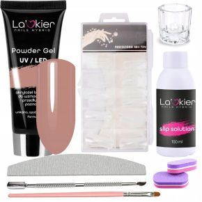 Zestawy budujące z akrylożelem La'kier Powder Gel Light Brown 50ml + akcesoria