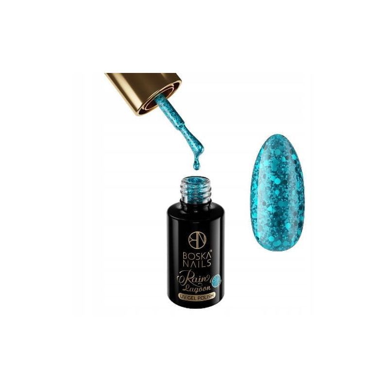 Boska Nails 441 Lagoon Rain kolekcja Glitter Rain - lakier hybrydowy do paznokci z drobinkami 6ml