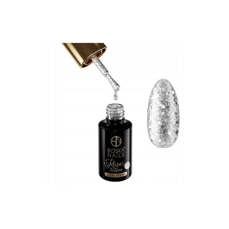 Boska Nails 439 Silver Rain kolekcja Glitter Rain - lakier hybrydowy do paznokci z drobinkami 6ml