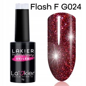 La'Kier Flash FG024- brokatowy lakier hybrydowy z efektem flash 5g