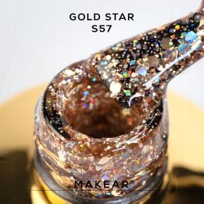 Makear S57 Gold Star 8ml kolekcja Stellar brokatowy lakier hybrydowy HemaFree