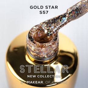 Makear S57 Gold Star 8ml kolekcja Stellar brokatowy lakier hybrydowy HemaFree