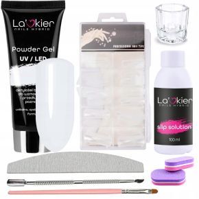 Zestawy budujące z akrylożelem La'kier Powder Gel Natural 30ml + akcesoria