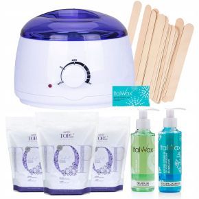 Zestaw do depilacji woskiem twardym Italwax Top Line Orchid 300g + podgrzewacz + 2 x żel + szpatułki + talk
