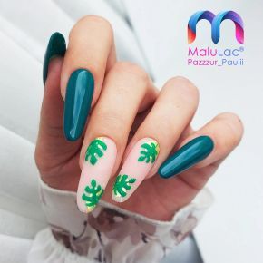 Zielone paznokcie liście Monstera MaluLac