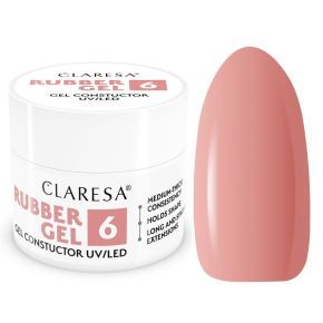 Claresa Rubber Gel 6 budujący żel do przedłużania paznokci średni ciepły róż z domieszką beżu 12g