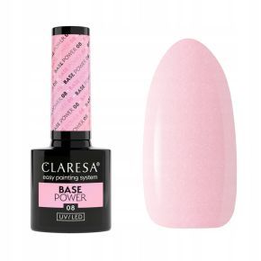 Claresa Base Power 08 (subtelny róż z perłą i efektem lipgloss) - bezkwasowa baza budująca do paznokci 5ml