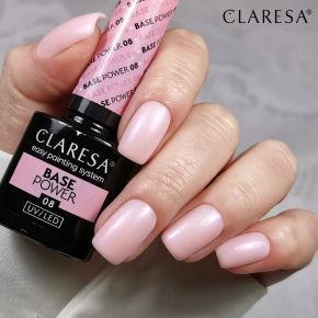 Claresa Base Power 08 (subtelny róż z perłą i efektem lipgloss) - bezkwasowa baza budująca do paznokci 5ml