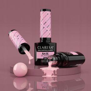 Claresa Base Power 08 (subtelny róż z perłą i efektem lipgloss) - bezkwasowa baza budująca do paznokci 5ml