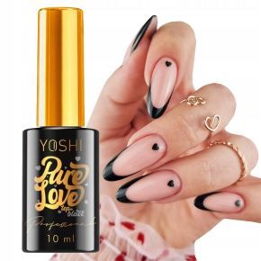 Yoshi Pure Love Top BLACK UV z drobinkami w kształcie serduszek do lakierów hybrydowych 10ml