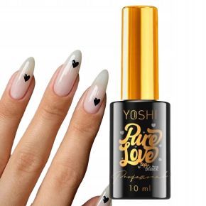 Yoshi Pure Love Top BLACK UV z drobinkami w kształcie serduszek do lakierów hybrydowych 10ml