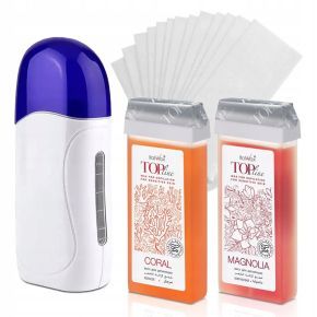 Zestaw do depilacji 2x wosk w rolce (Magnolia, Coral) + podgrzewacz + paski