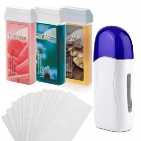 Zestaw do depilacji 3x wosk w rolce (Azulen, Natural, Rose) + podgrzewacz + paski