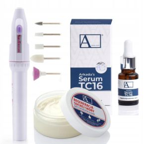 Arkada Zestaw: Serum kolagenowe TC16 11ml + frezarka mini do paznokci + maść na popękaną skórę stóp 70g