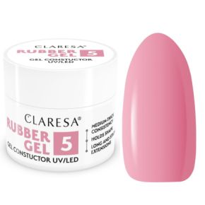 Claresa Rubber Gel 5 budujący żel do przedłużania paznokci średni róż, wpadający w fiolet 45g