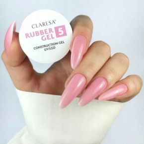 Claresa Rubber Gel 5 budujący żel do przedłużania paznokci średni róż, wpadający w fiolet 45g