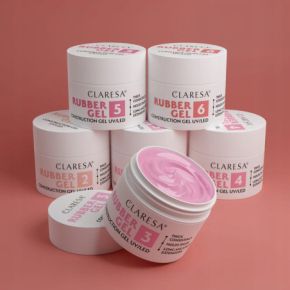 Claresa Rubber Gel 5 budujący żel do przedłużania paznokci średni róż, wpadający w fiolet 45g