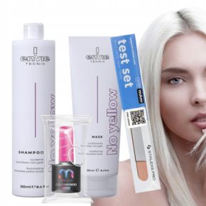 Envie Zestaw Tecnic Shampoo No Yellow fioletowy szampon do włosów blond 250ml + Tecnic Mask No Yellow fioletowa maska do włosów blond 250ml + GRATISY