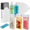 ItalWax Zestaw do depilacji - podgrzewacz (czarny korek) + 3x wosk w rolce 100ml Rose, White Chocolate i Honey + preparaty + paski + talk - 1