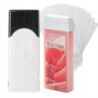 ItalWax Zestaw do depilacji - podgrzewacz (czarny korek) + wosk w rolce 100ml Rose + paski 50 sztuk - 1