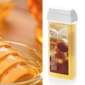 ItalWax Zestaw do depilacji - podgrzewacz (niebieski korek) + 2x wosk w rolce 100ml Honey i Aloe + preparat + paski + talk