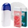 ItalWax Zestaw do depilacji - podgrzewacz (niebieski korek) + 2x wosk w rolce 100ml Rose i Azulene + paski 50 sztuk - 2