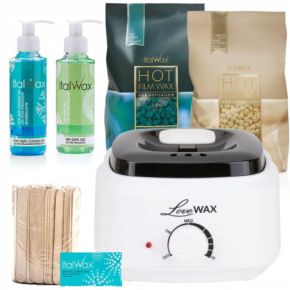 ItalWax Zestaw do depilacji - podgrzewacz 100W + 2x wosk twardy 500g + preparaty + szpatułki + talk