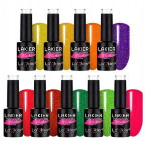 La'kier Zestaw Shine Burst Flash Neon neonowe lakiery hybrydowe z efektem flash 9 sztuk cała kolekcja