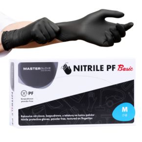 Rękawiczki nitrylowe Master Glove rękawice bezpudrowe 100 sztuk black czarne rozmiar M