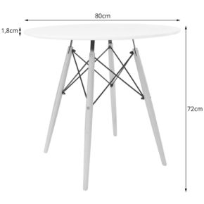 Stół TODI Okrągły 80cm - biały