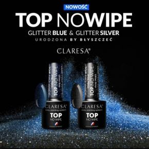 Claresa Top No Wipe Glitter Silver galaktyczny blask nawierzchniowy lakier hybrydowy 5g