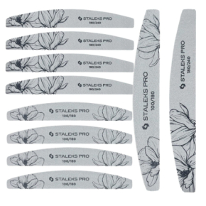 Staleks Zestaw 10 profesjonalnych pilników mineralnych do paznokci łódka półksiężyc - 5x 100/180 + 5x 180/240